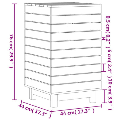 Laundry Basket White 44x44x76 cm Solid Wood Pine