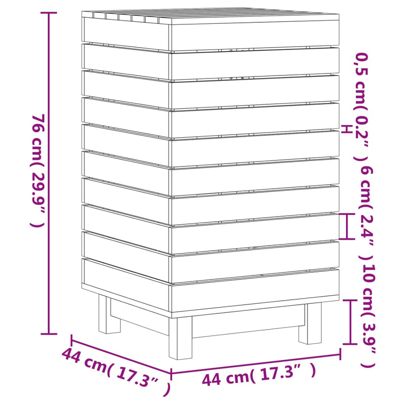 Laundry Basket White 44x44x76 cm Solid Wood Pine