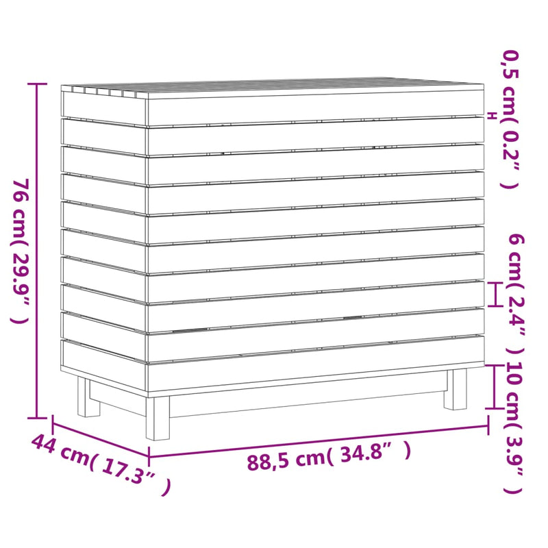 Laundry Basket 88.5x44x76 cm Solid Wood Pine
