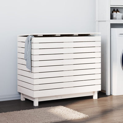 Laundry Basket White 88.5x44x76 cm Solid Wood Pine