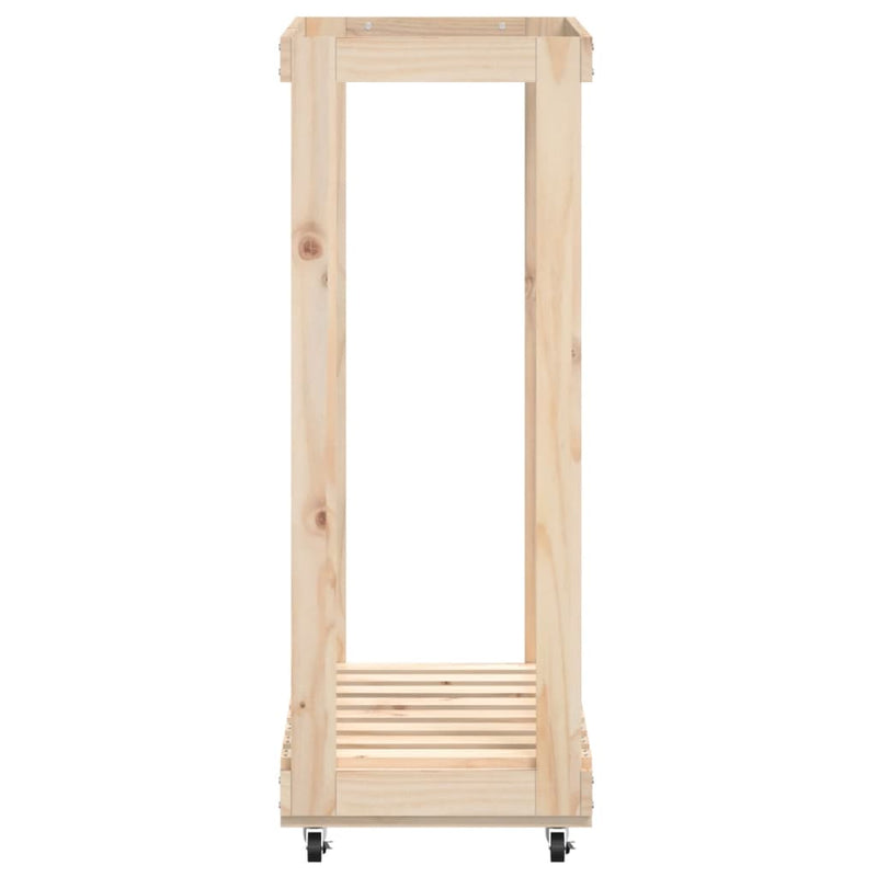 Log Holder with Wheels 76.5x40x108 cm Solid Wood Pine