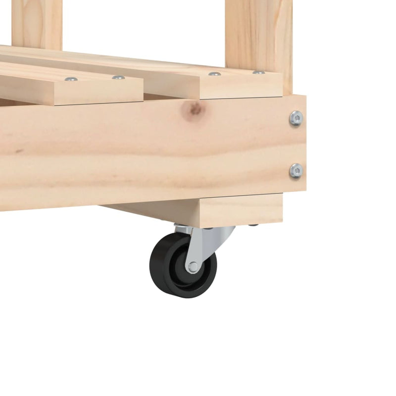 Log Holder with Wheels 76.5x40x108 cm Solid Wood Pine