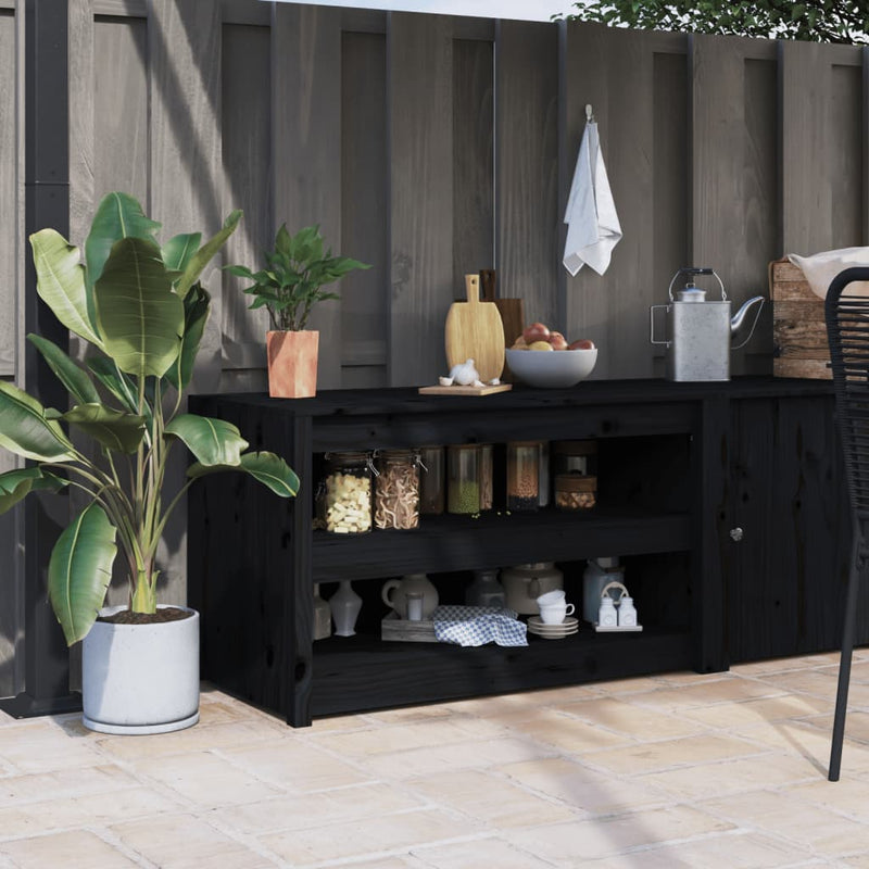 Outdoor Kitchen Cabinet Black 106x55x64 cm Solid Wood Pine