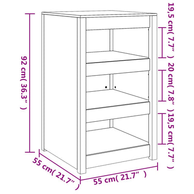 Outdoor Kitchen Cabinet White 55x55x92 cm Solid Wood Pine