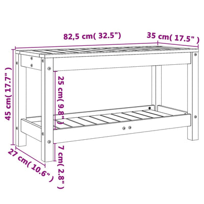 Garden Bench Black 82.5x35x45 cm Solid Wood Pine