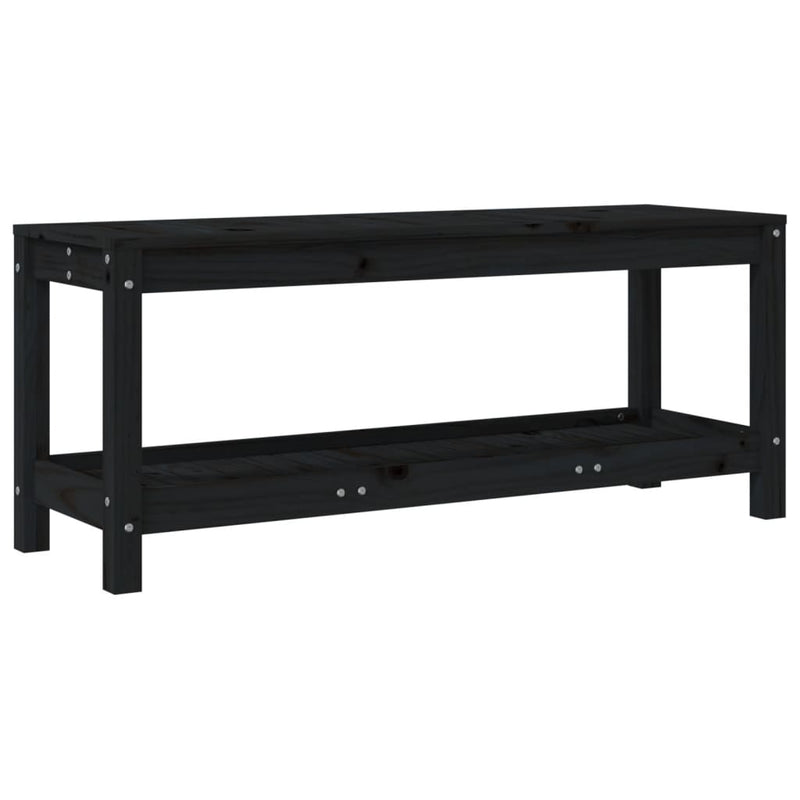 Garden Bench Black 108x35x45 cm Solid Wood Pine