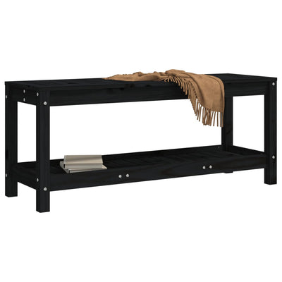 Garden Bench Black 108x35x45 cm Solid Wood Pine