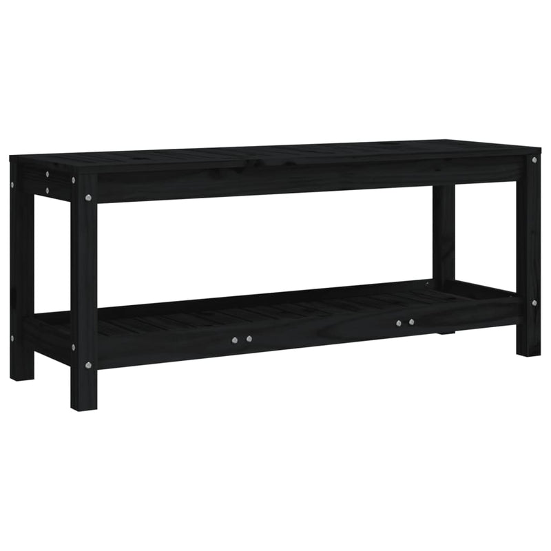 Garden Bench Black 108x35x45 cm Solid Wood Pine