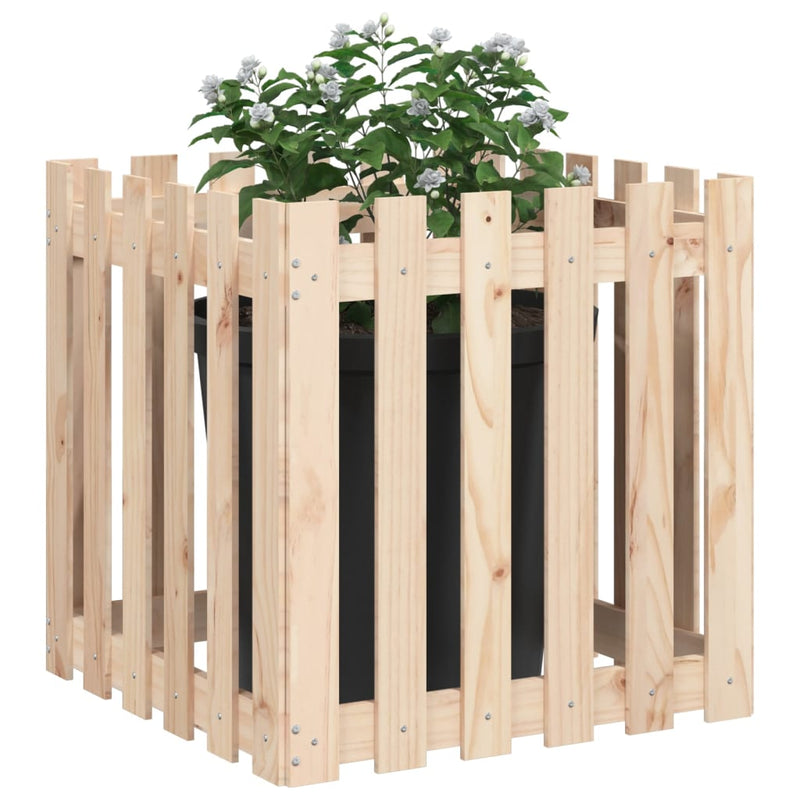 Garden Planter with Fence Design 60x60x60 cm Solid Wood Pine