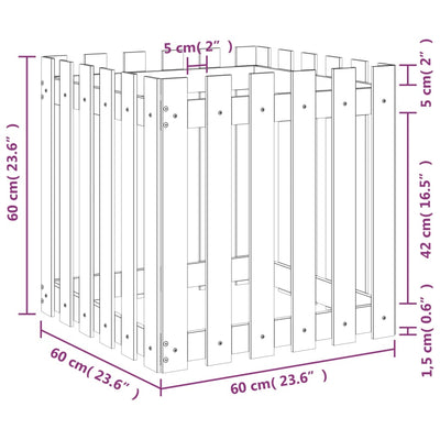 Garden Planter with Fence Design 60x60x60 cm Solid Wood Pine