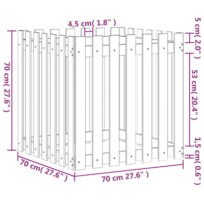 Garden Planter with Fence Design Black 70x70x70 cm Solid Wood Pine