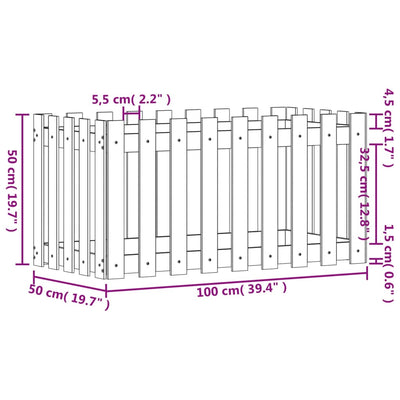 Garden Raised Bed with Fence Design 100x50x50 cm Solid Wood Pine