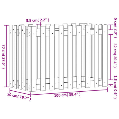 Garden Raised Bed with Fence Design 100x50x70 cm Solid Wood Pine