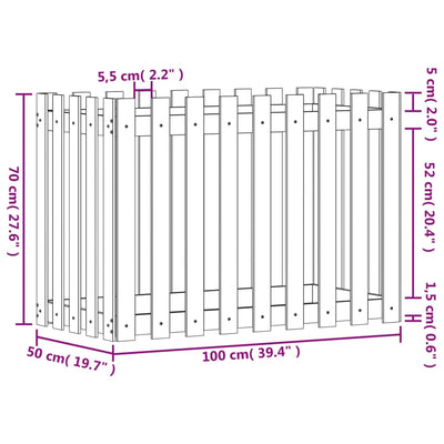 Garden Raised Bed with Fence Design 100x50x70 cm Solid Wood Douglas