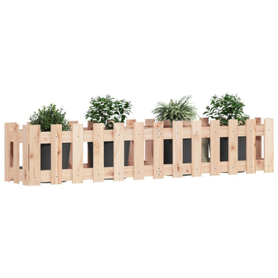 Garden Raised Bed with Fence Design 150x30x30 cm Solid Wood Pine