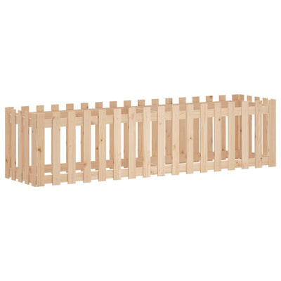 Garden Raised Bed with Fence Design 200x50x50 cm Solid Wood Pine