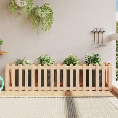 Garden Raised Bed with Fence Design 200x50x50 cm Solid Wood Pine