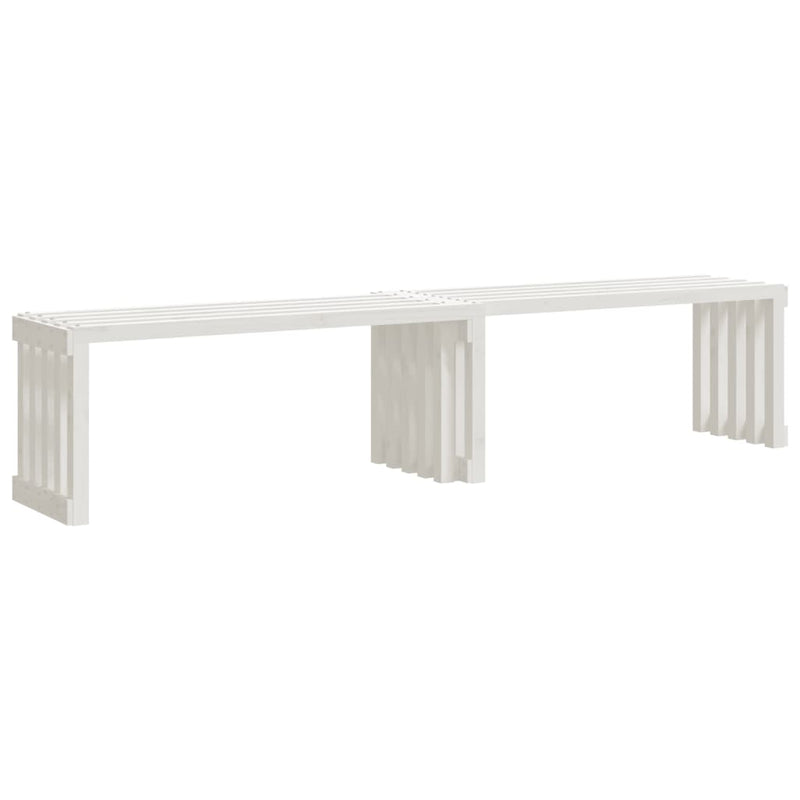 Garden Bench Extendable White 212.5x40.5x45 cm Solid Wood Pine