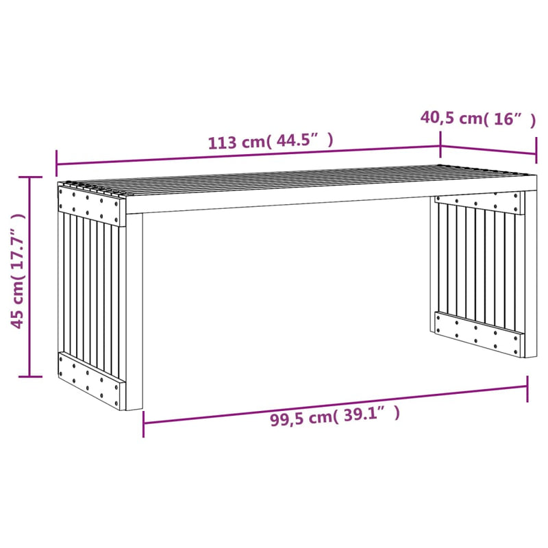 Garden Bench Extendable White 212.5x40.5x45 cm Solid Wood Pine