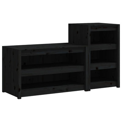 Outdoor Kitchen Cabinets 2 pcs Black Solid Wood Pine