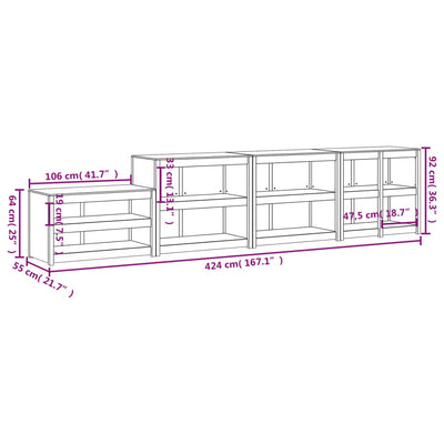 Outdoor Kitchen Cabinets 4 pcs White Solid Wood Pine