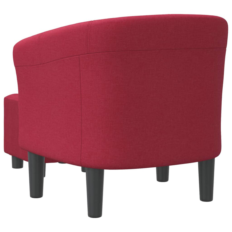 Tub Chair with Footstool Wine Red Fabric