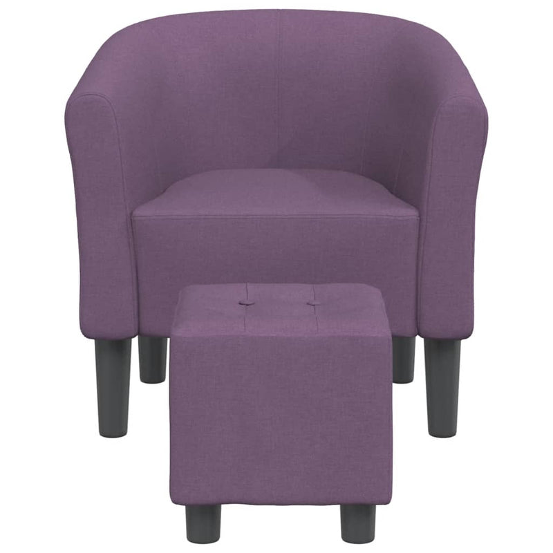 Tub Chair with Footstool Purple Fabric