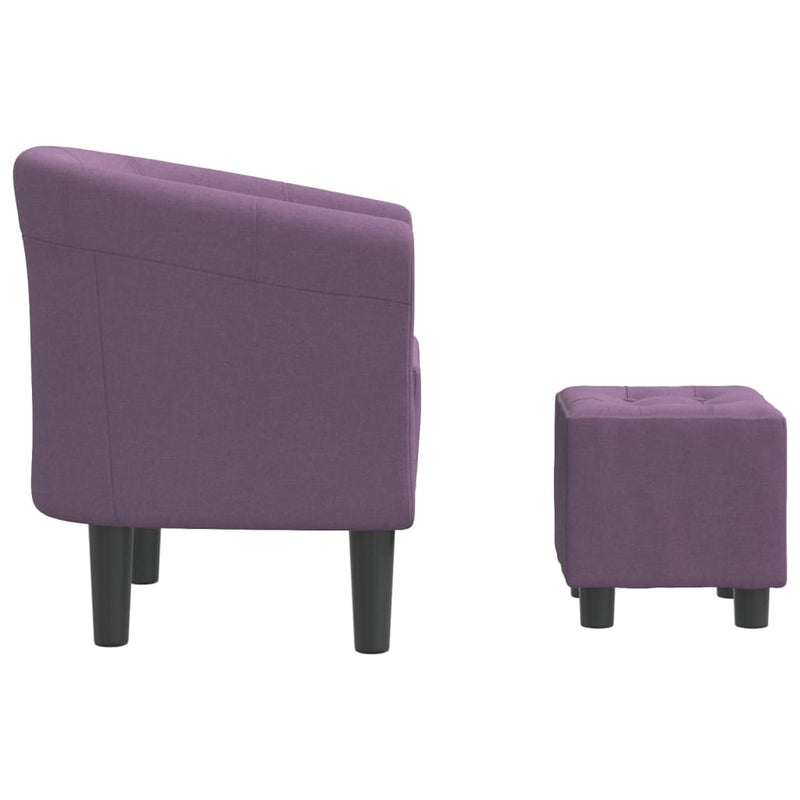 Tub Chair with Footstool Purple Fabric