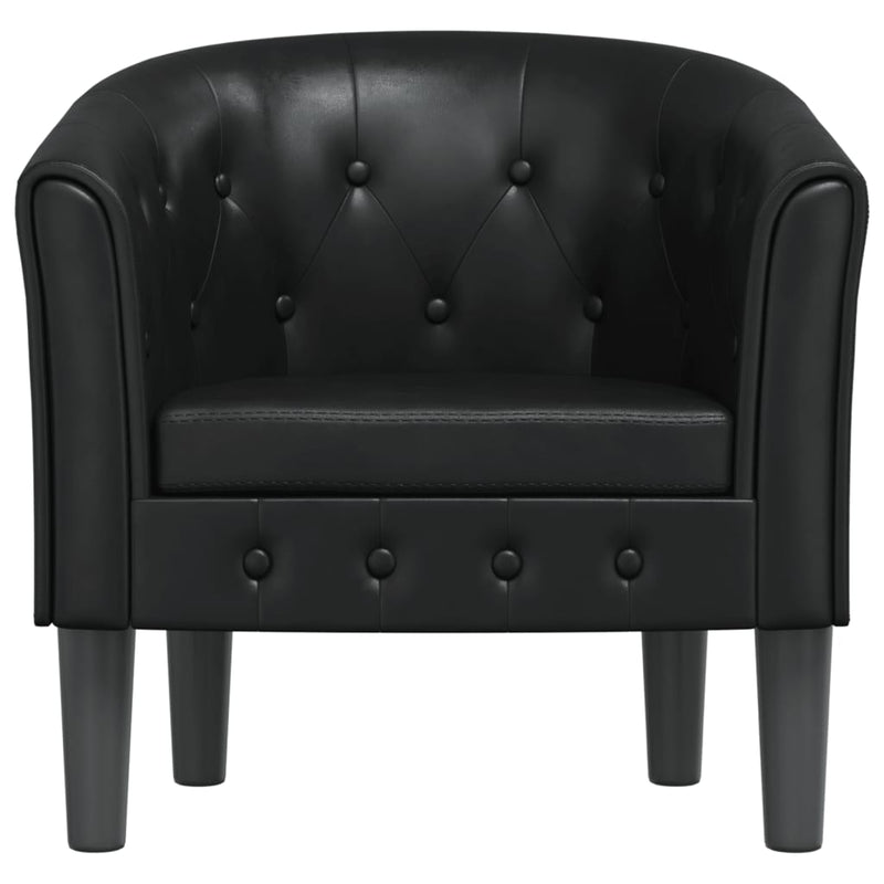 Tub Chair Black Faux Leather