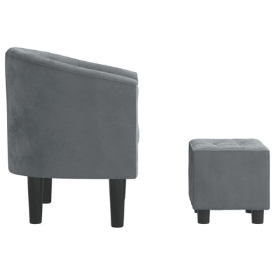 Tub Chair with Footstool Dark Grey Velvet