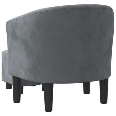 Tub Chair with Footstool Dark Grey Velvet