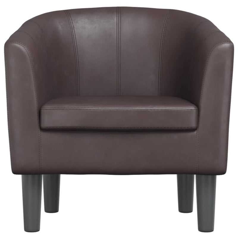 Tub Chair Brown Faux Leather