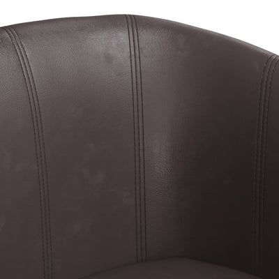 Tub Chair Brown Faux Leather