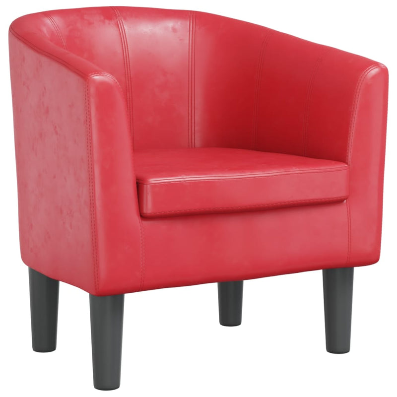 Tub Chair Red Faux Leather