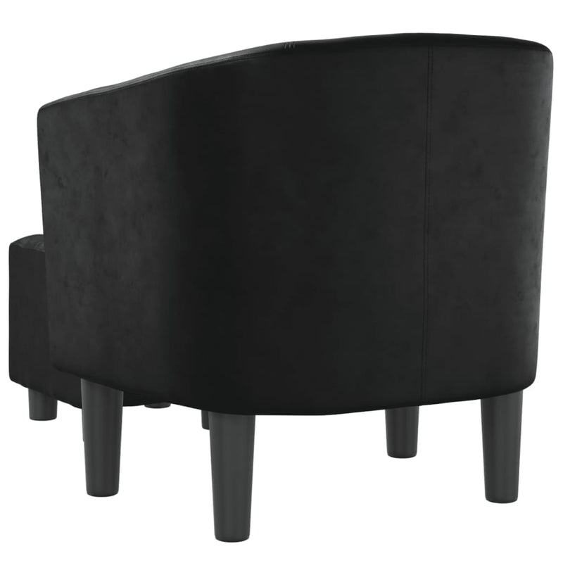 Tub Chair with Footstool Black Faux Leather