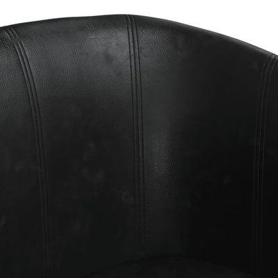 Tub Chair with Footstool Black Faux Leather