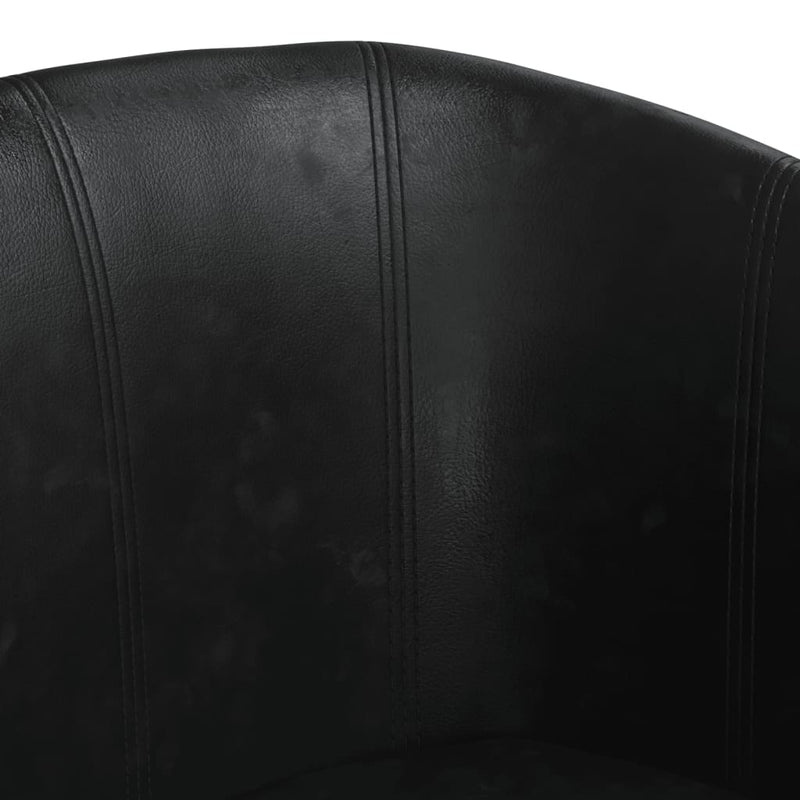 Tub Chair with Footstool Black Faux Leather