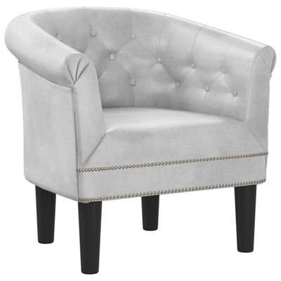 Tub Chair Silver Faux Leather