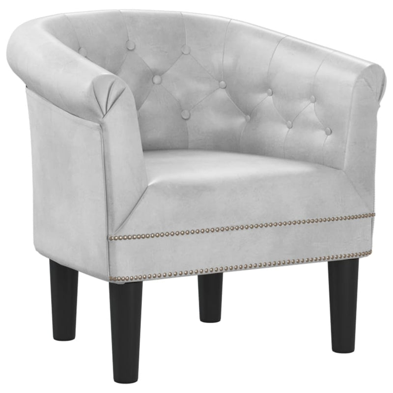 Tub Chair Silver Faux Leather