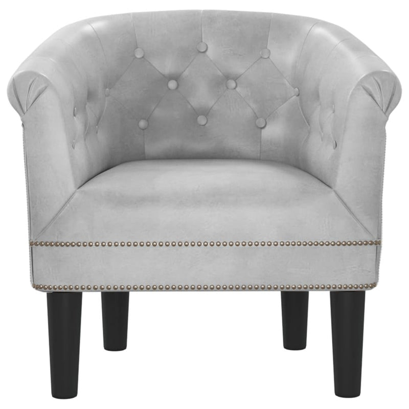 Tub Chair Silver Faux Leather