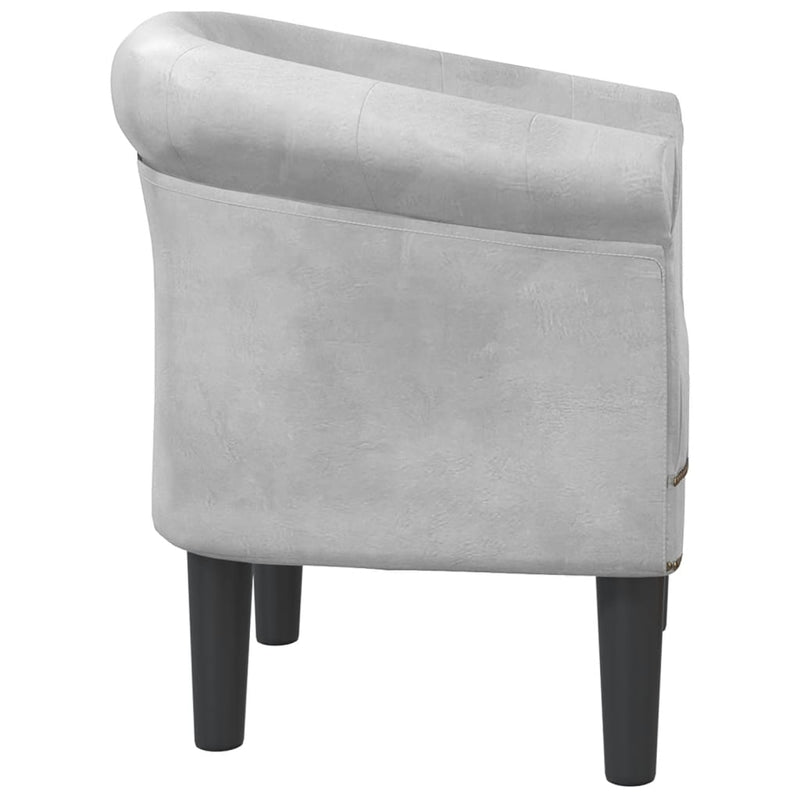 Tub Chair Silver Faux Leather