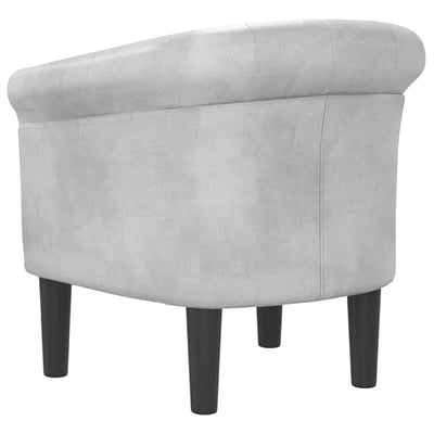 Tub Chair Silver Faux Leather