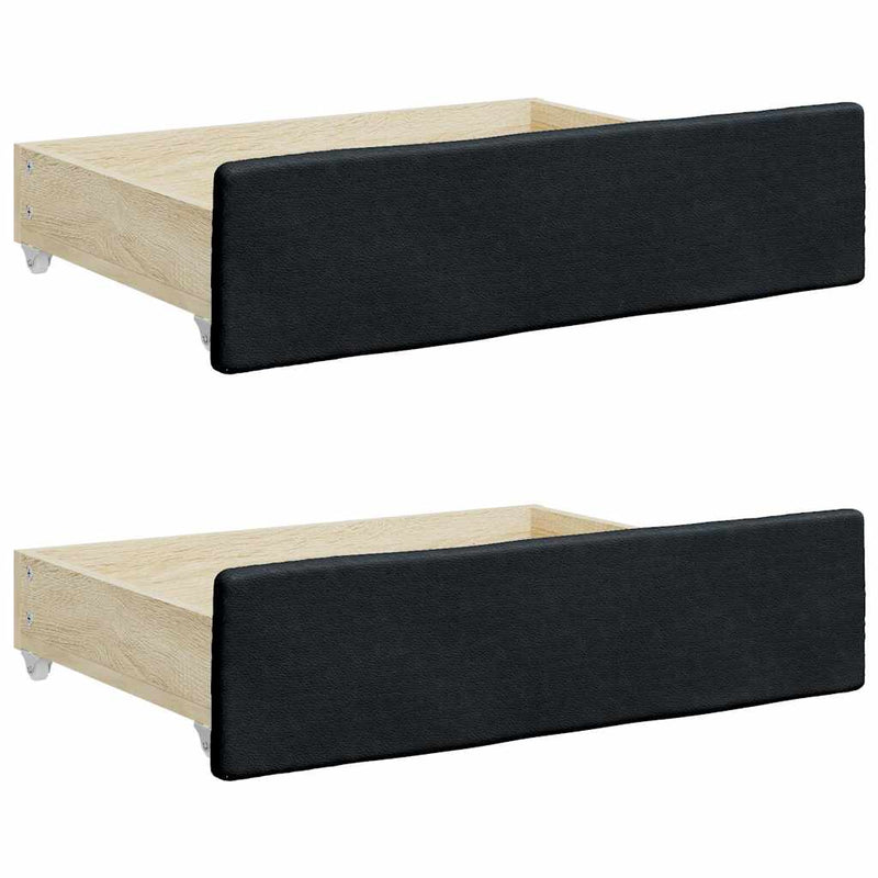 Bed Drawers 2 pcs Black Engineered Wood and Faux Leather