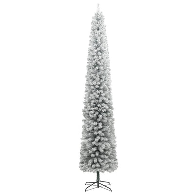 Slim Christmas Tree with Stand and Flocked Snow 270 cm PVC