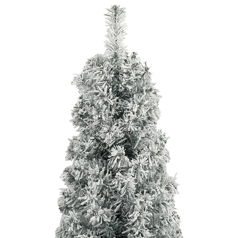 Slim Christmas Tree with Stand and Flocked Snow 270 cm PVC