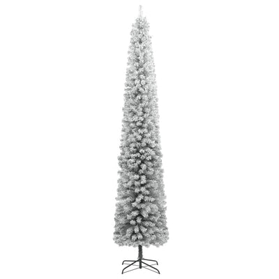 Slim Christmas Tree with Stand and Flocked Snow 300 cm PVC