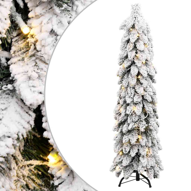 Artificial Pre-lit Christmas Tree with 60 LEDs and Flocked Snow 120 cm