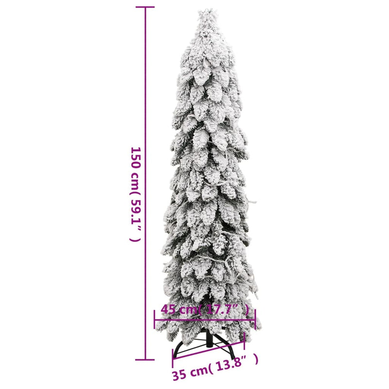 Artificial Christmas Tree with 80 LEDs and Flocked Snow 150 cm