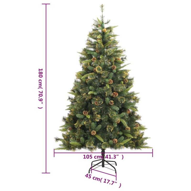 Artificial Hinged Christmas Tree with Cones 180 cm