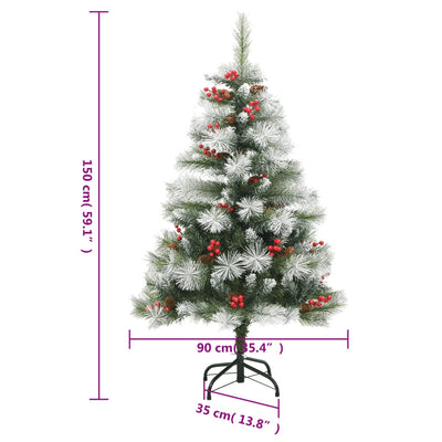 Artificial Hinged Christmas Tree with Cones and Berries 150 cm